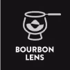 Stylized logo of an eye wearing a hat with the text 'Bourbon Lens' below on a black background.