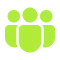 Icon of four stylized people grouped together in green.