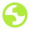 Green globe with left and right arrows symbolizing global exchange or connectivity.