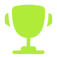 Bright green trophy cup icon representing an award or achievement.