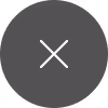 White close icon (X) centered on a dark gray circular background.
