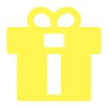 Yellow gift box icon with a ribbon bow on top.