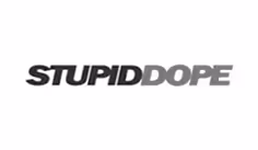 Logo with the word 'STUPIDDOPE' in bold uppercase letters transitioning from black to gray.