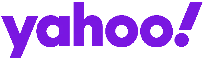 Yahoo brand name in bold purple letters with an exclamation mark.