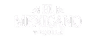 Logo for El Mexicano Tequila with stylized text and agave plant icons.