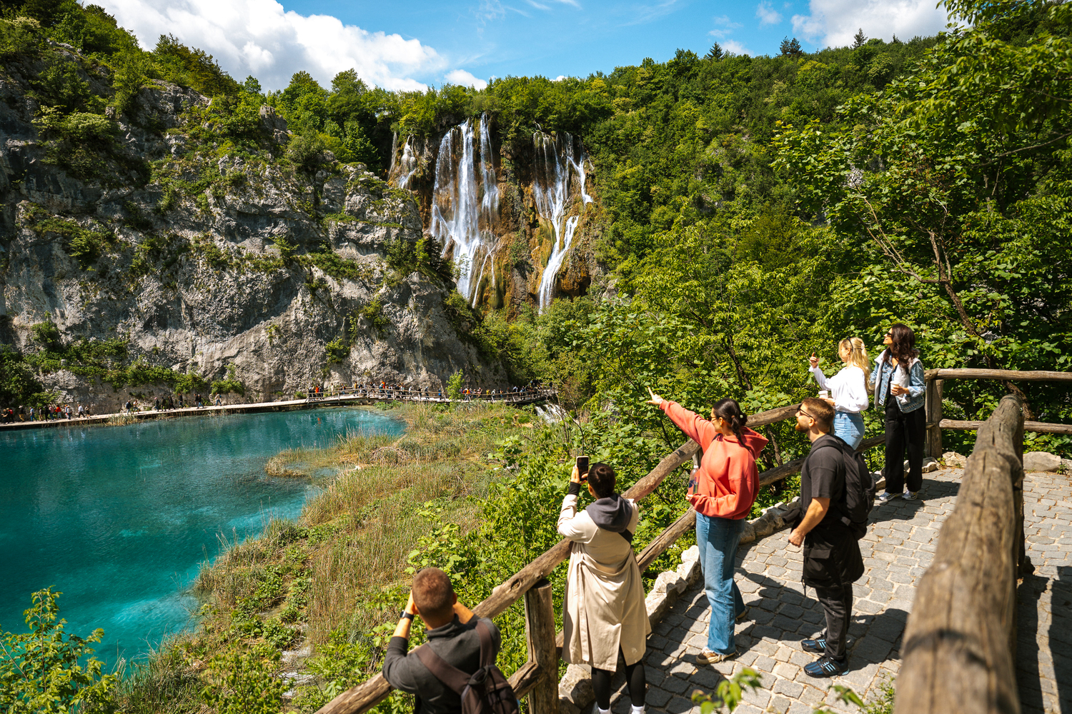 Tourists exploring Plitvice Lakes National Park