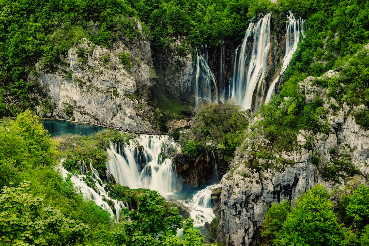 View of the Plitvice Lakes waterfalls