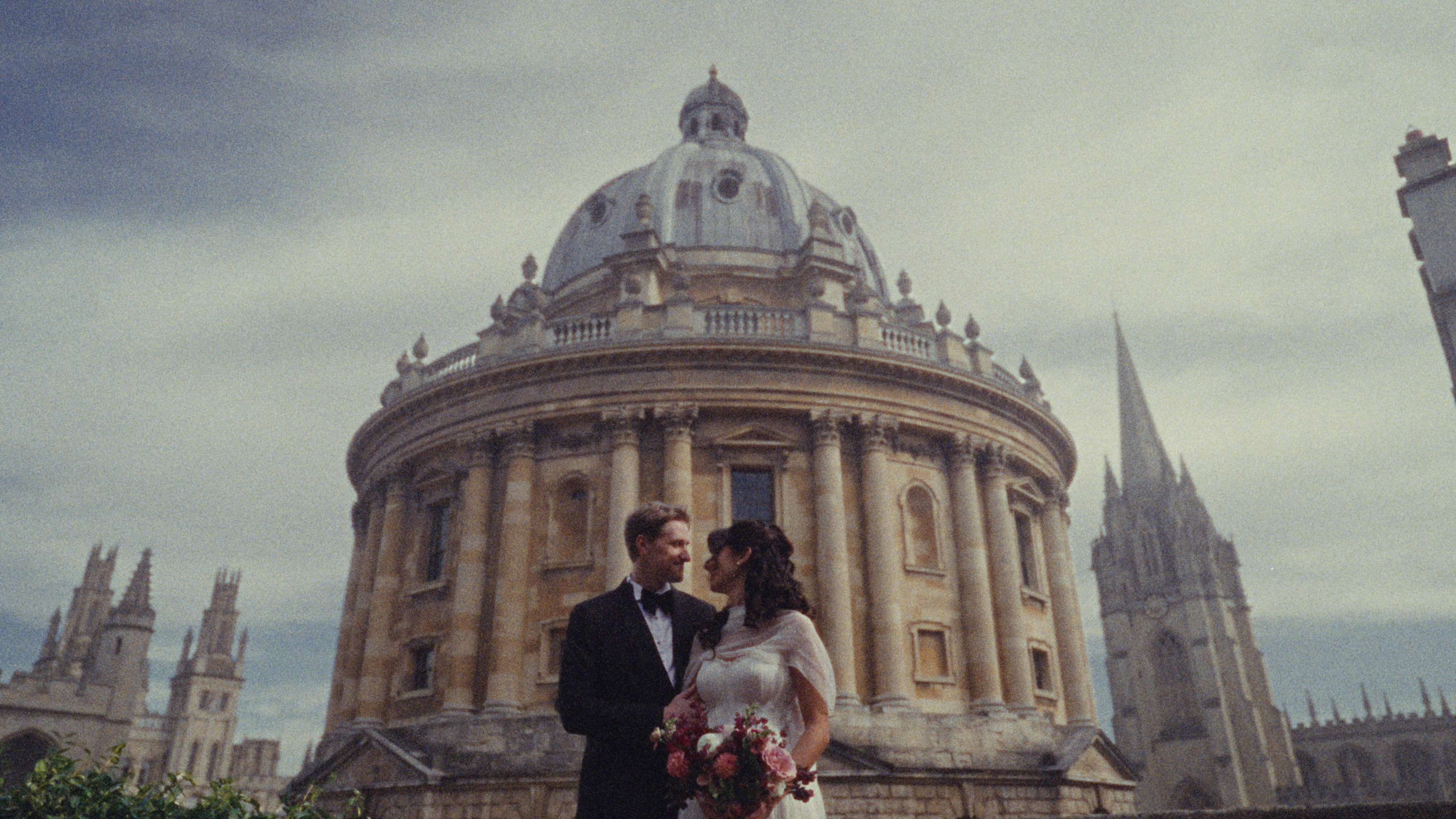 Bride and Groom in front of the Radcliffe Camera at Oxford University