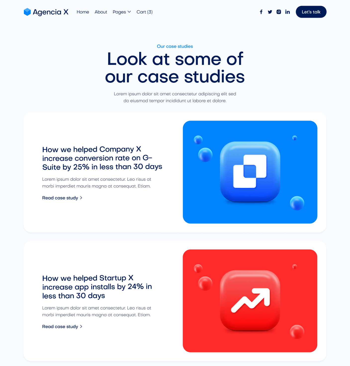 Agencia X - Case Studies Main Page Marketing Agency Webflow Template
