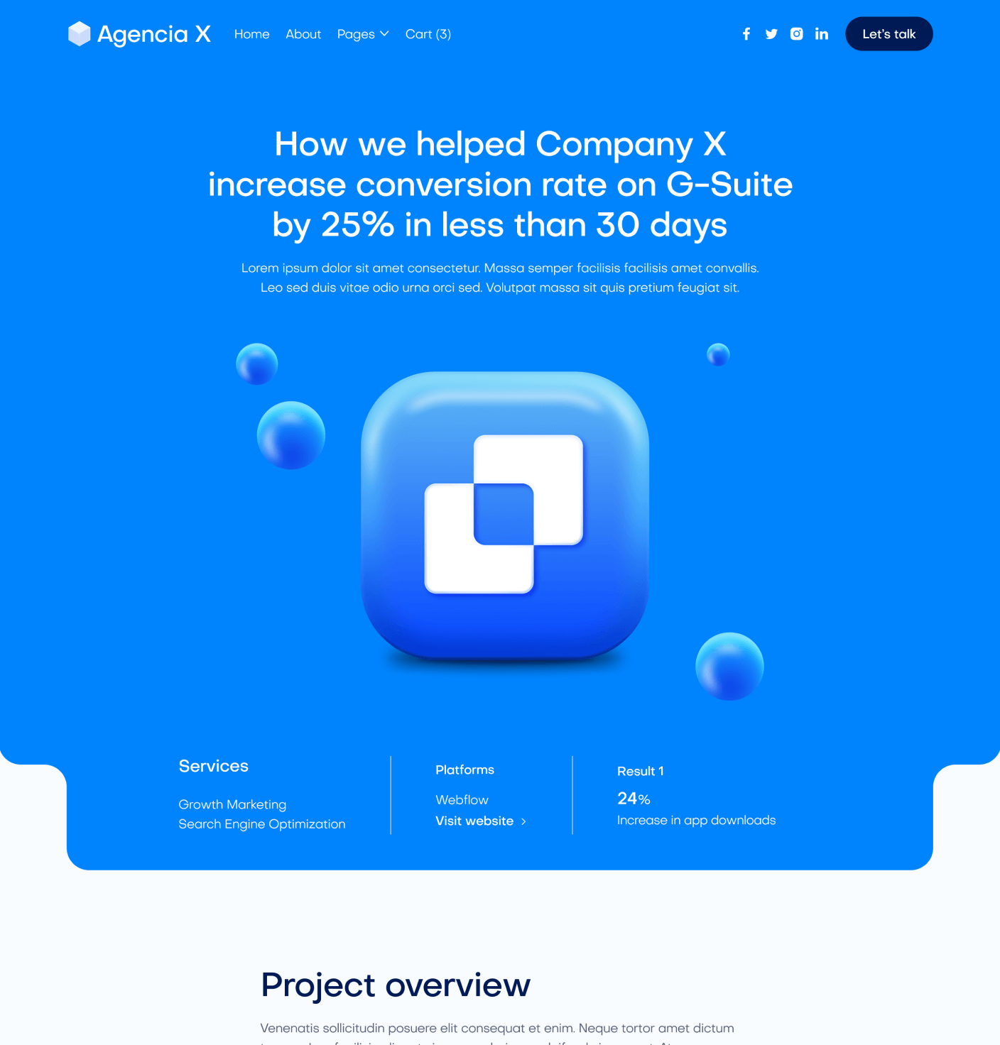 Agencia X - Case Study Single Main Page Marketing Agency Webflow Template