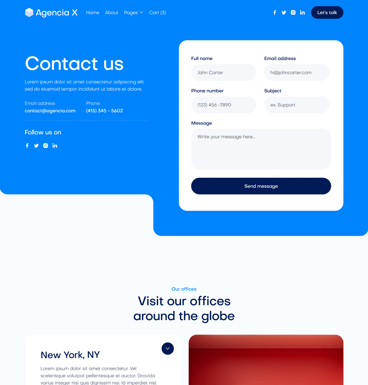 Agencia X - Contact V1 Main Page Marketing Agency Webflow Template