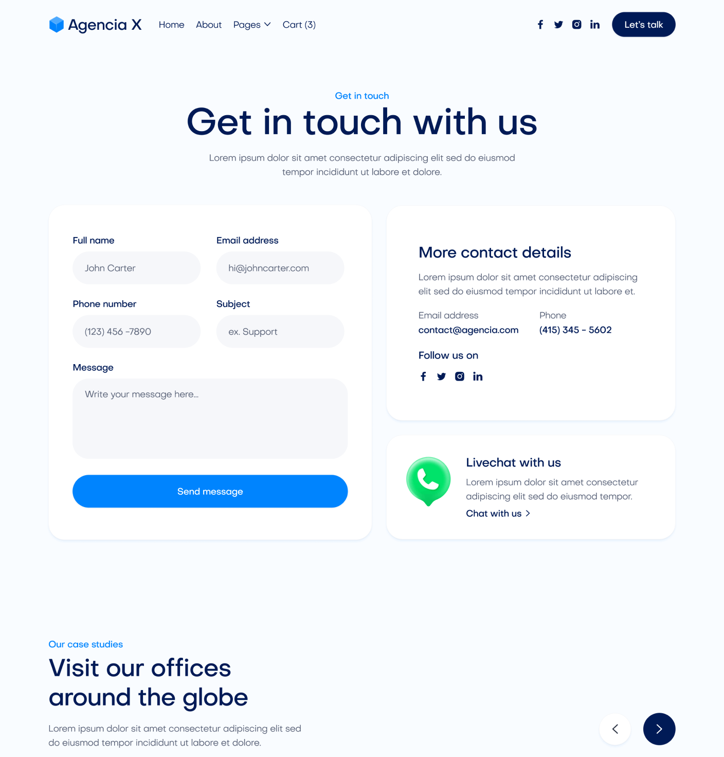 Agencia X - Contact V2 Main Page Marketing Agency Webflow Template