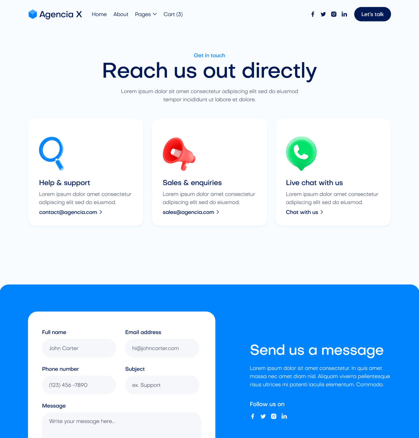 Agencia X - Contact V3 Main Page Marketing Agency Webflow Template