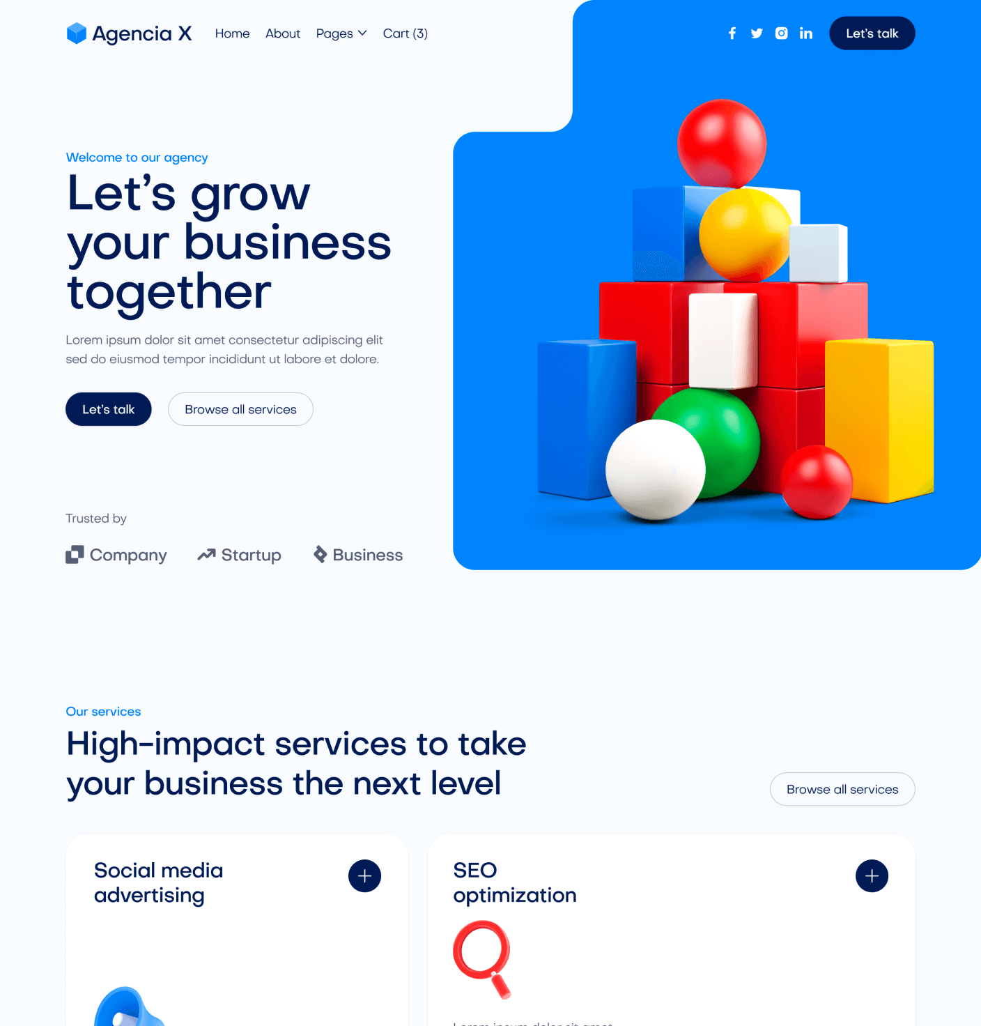 Agencia X - Home V1 Main Page Marketing Agency Webflow Template