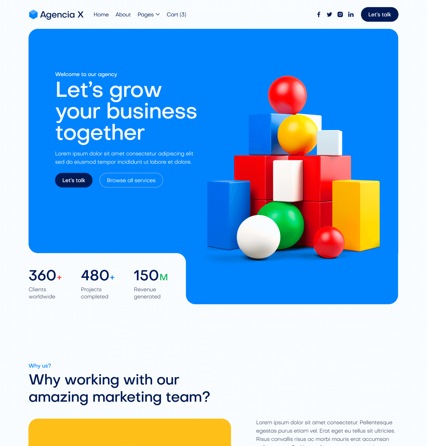 Agencia X - Home V3 Main Page Marketing Agency Webflow Template
