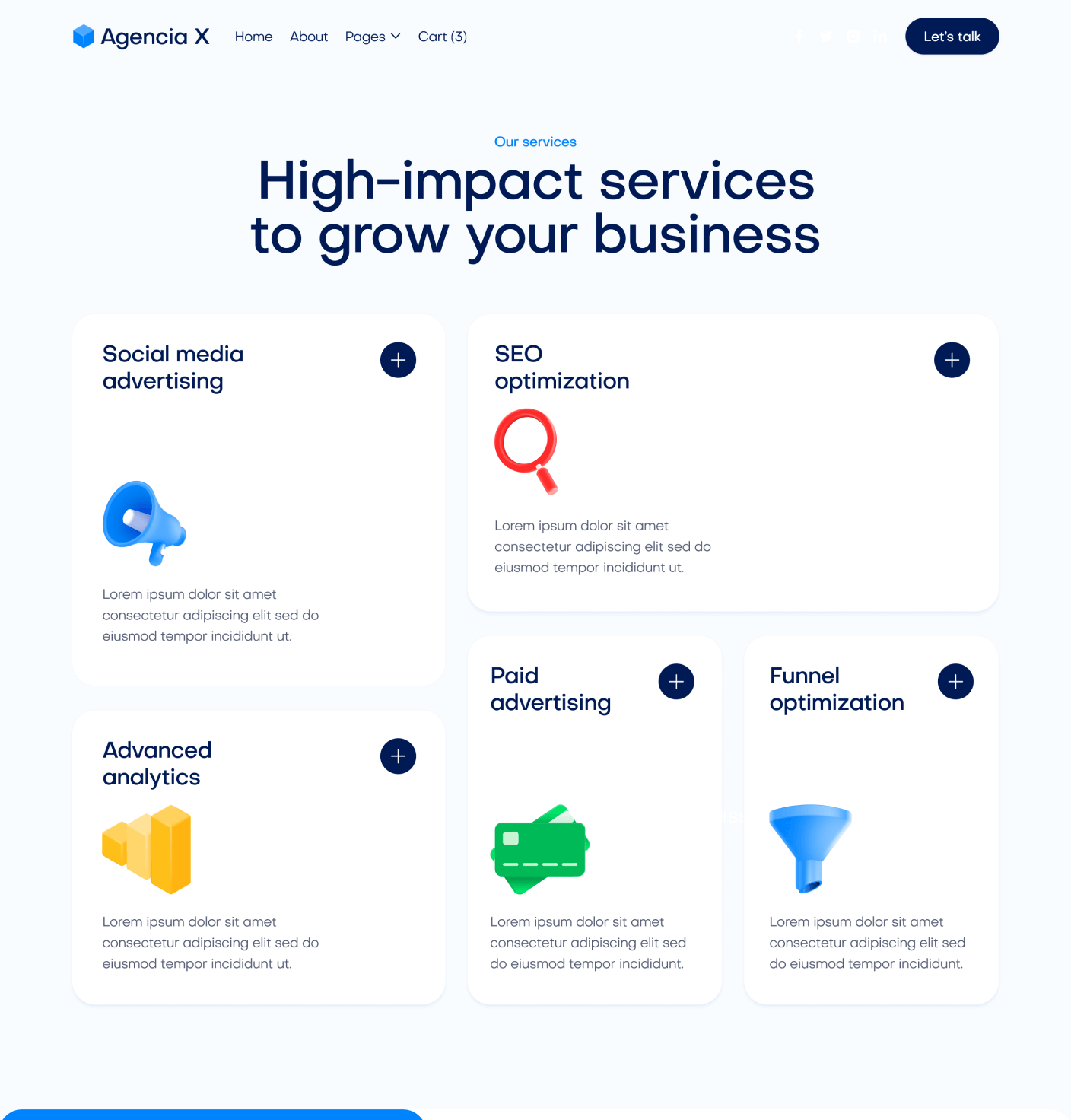 Agencia X - Services Main Page Marketing Agency Webflow Template