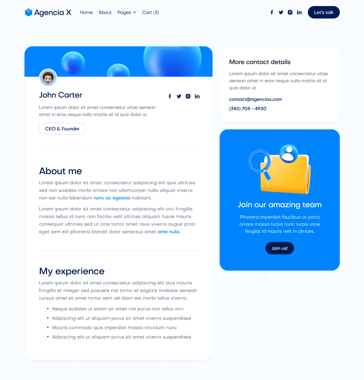 Agencia X - Team Member Main Page Marketing Agency Webflow Template