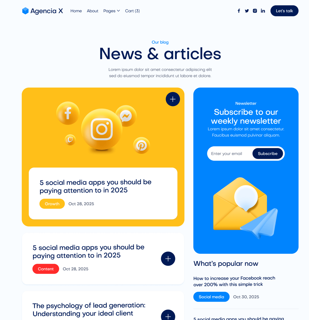 Agencia X - Blog V3 Page Marketing Agency Webflow Template