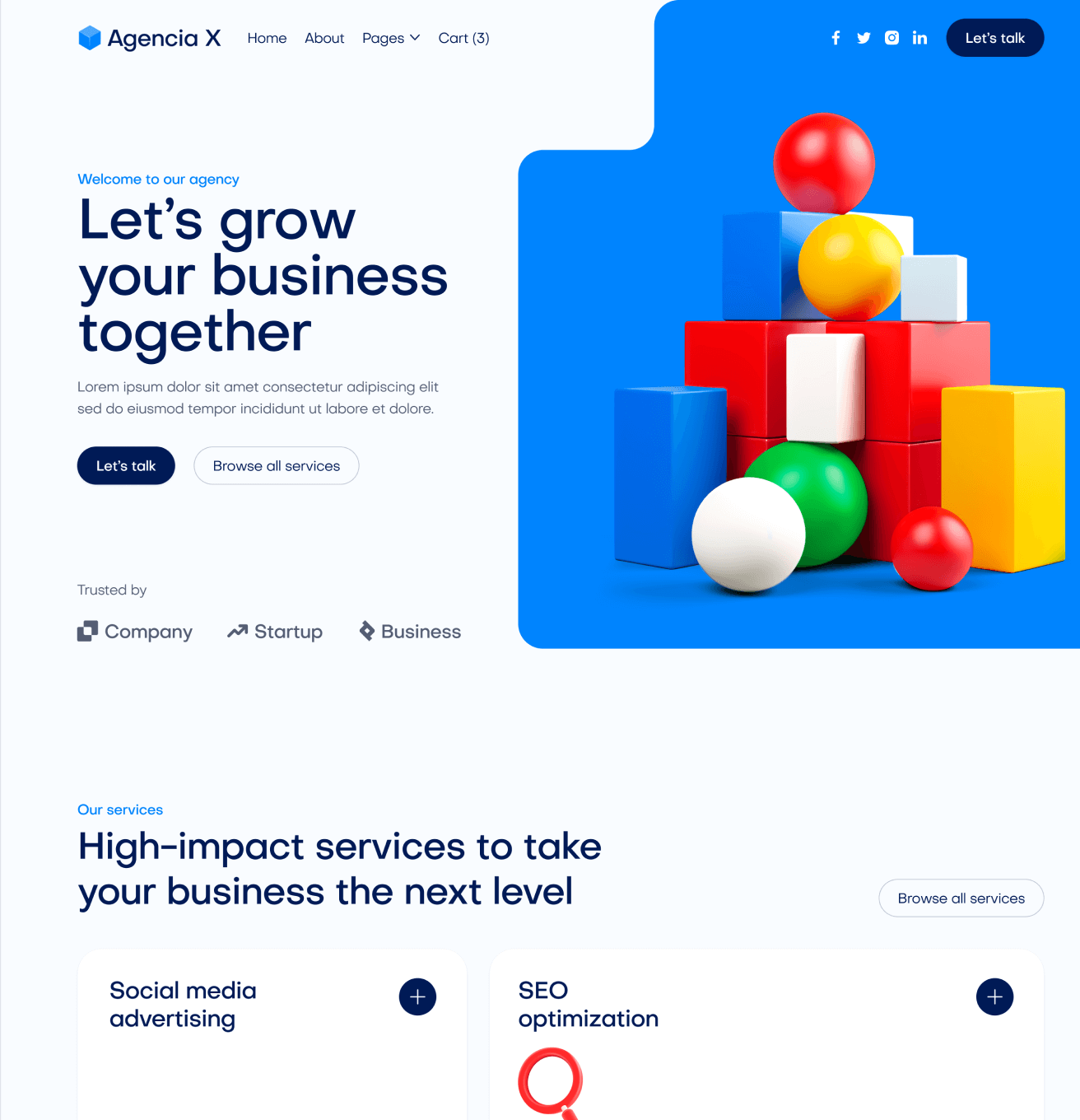 Agencia X - Home V1 Page Marketing Agency Webflow Template