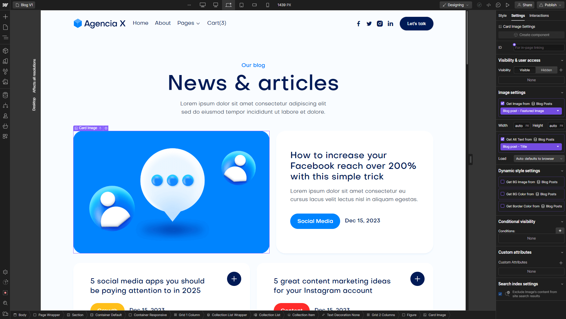 Agencia X - Webflow Template And UI Kit CMS Content