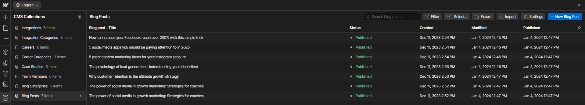 Agencia X - Webflow Template And UI Kit CMS Collection