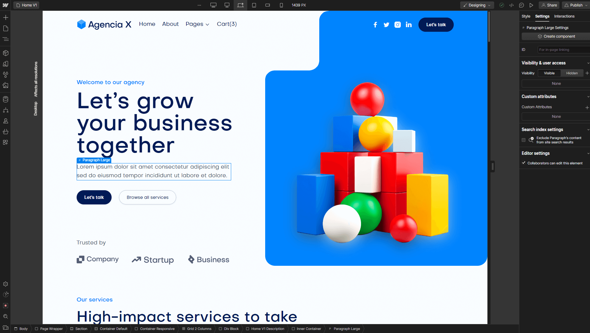 Agencia X - Webflow Template And UI Kit Static Content