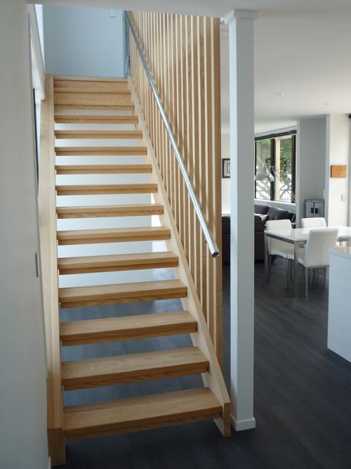 American Ash open riser staircase with timber fins
