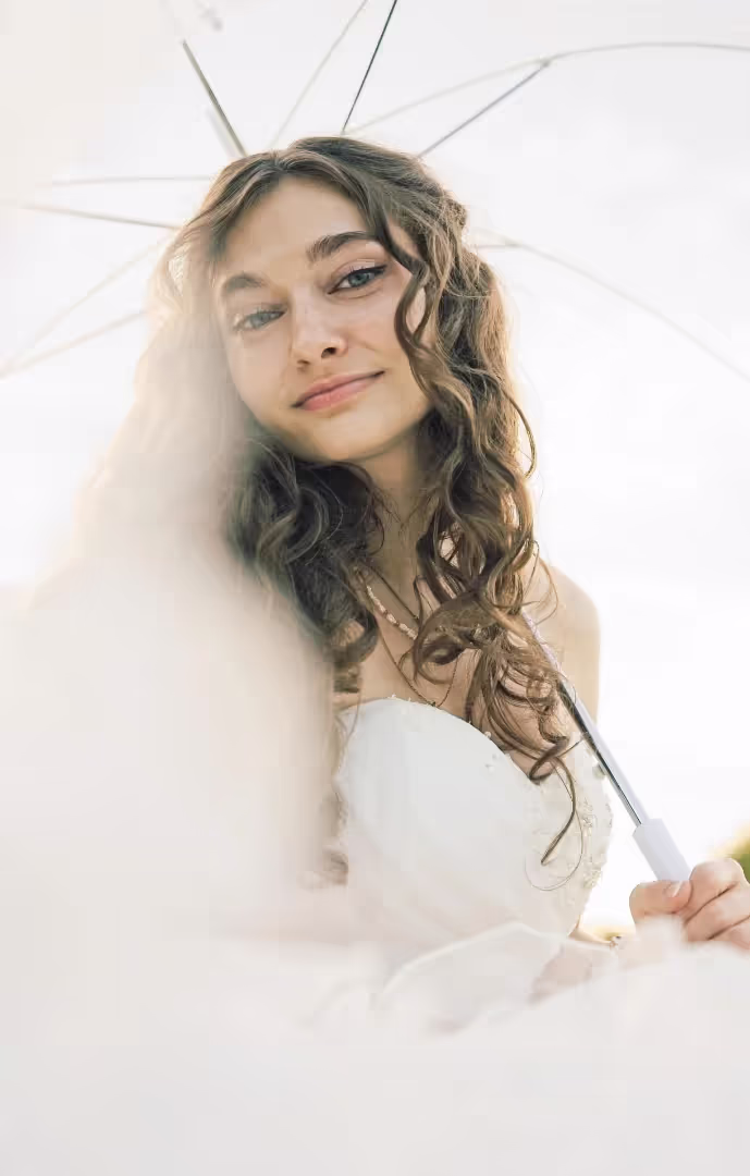 Happy bride at a wedding photoshoot
