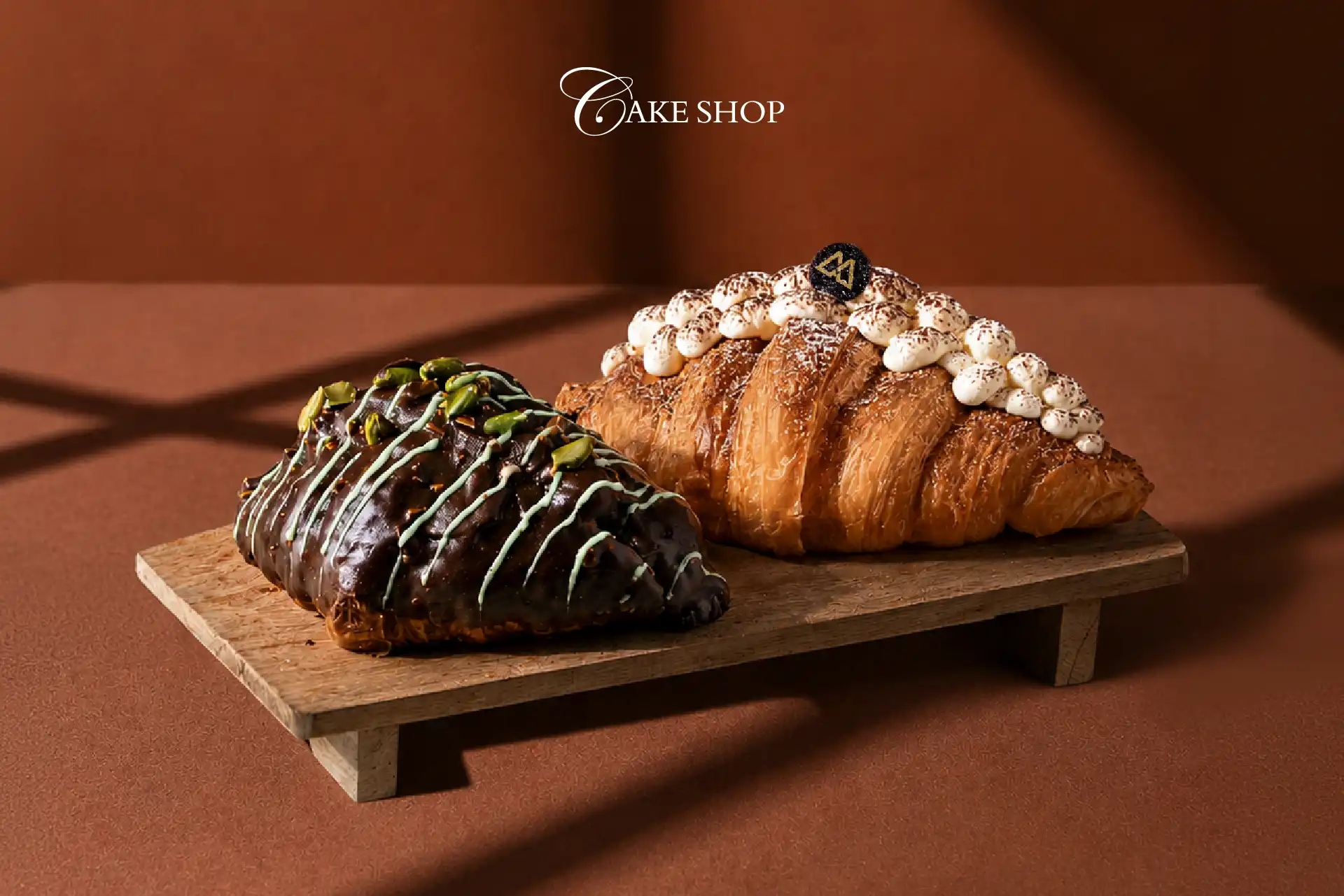 Assorted gourmet croissants at Cake Shop & The Chocolate Boutique, freshly baked with buttery layers and premium ingredients.