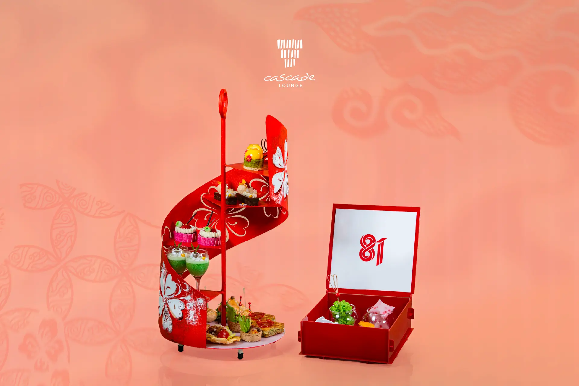 Liberty Afternoon Tea at Cascade Lounge featuring Indonesian-inspired sweet and savoury delicacies served in an elegant presentation to celebrate Indonesia's Independence Day at Hotel Mulia Senayan, Jakarta.