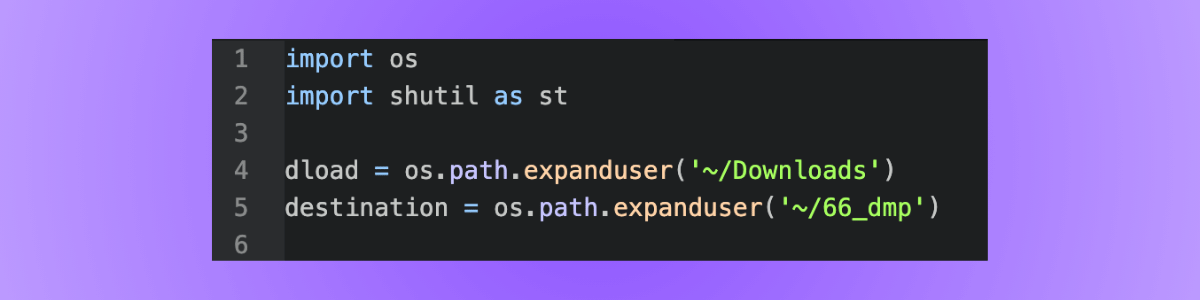 First 4 lines of code