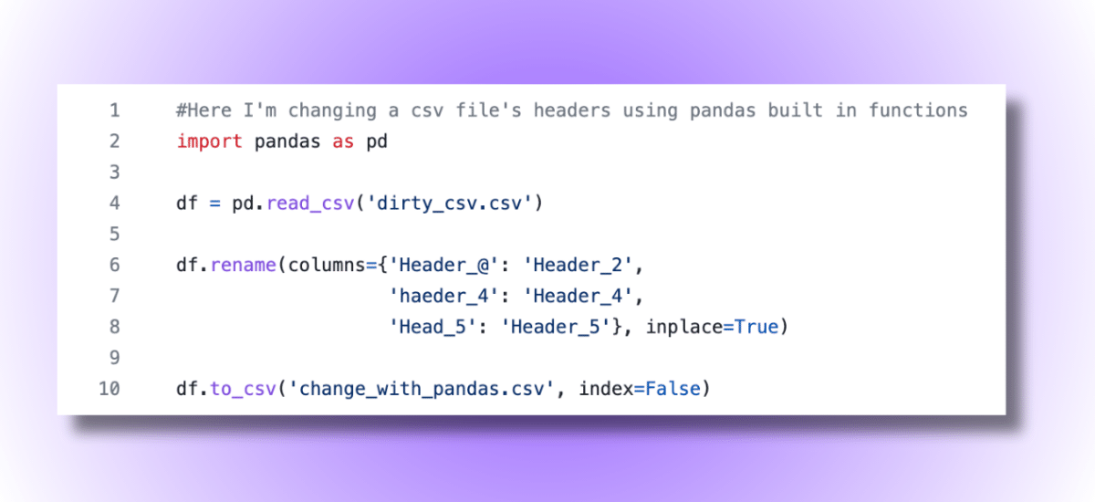 changing column names with pandas