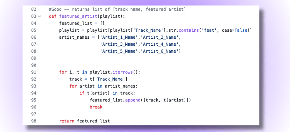 a piece of code I wrote in Python