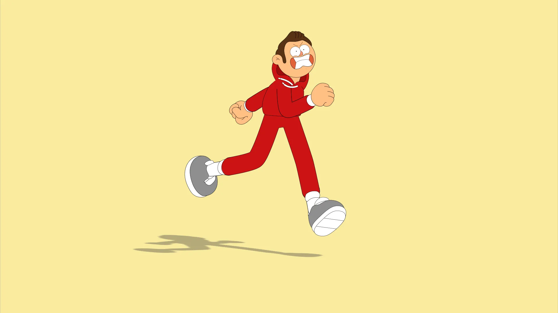 Personaje en 2D corriendo con deportivas