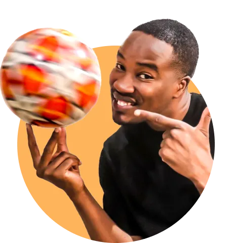 Alpha Matumbura creative picture holding a football