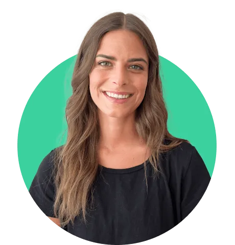 Woman in black t-shirt smiling