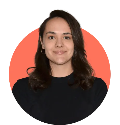 Woman with black hair smiling