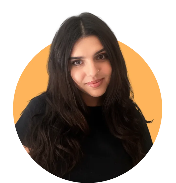 Woman smiling with head tilted