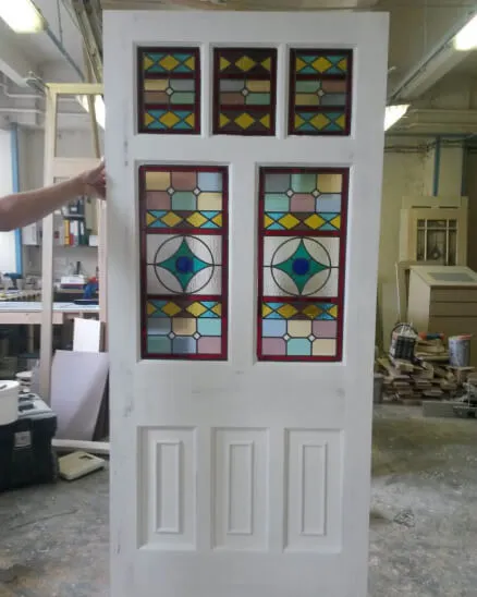Traditional Edwardian front door with stained glass