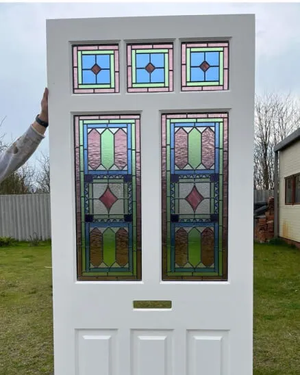 Traditional 5 panel Edwardian front door with stained glass