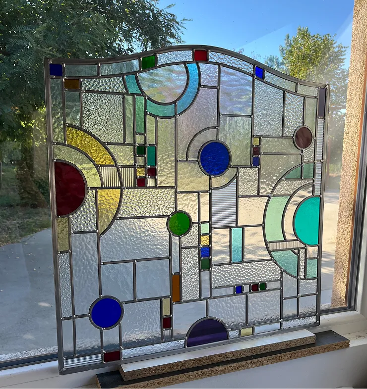 art deco stained glass panel for a front door