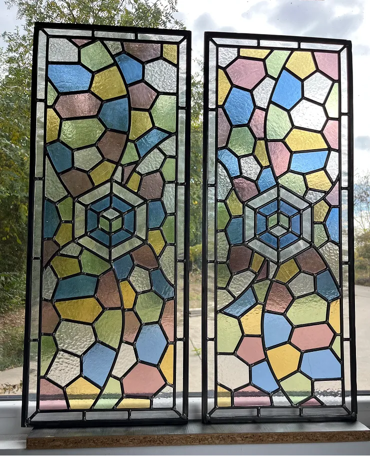 Intricate stained glass door panels