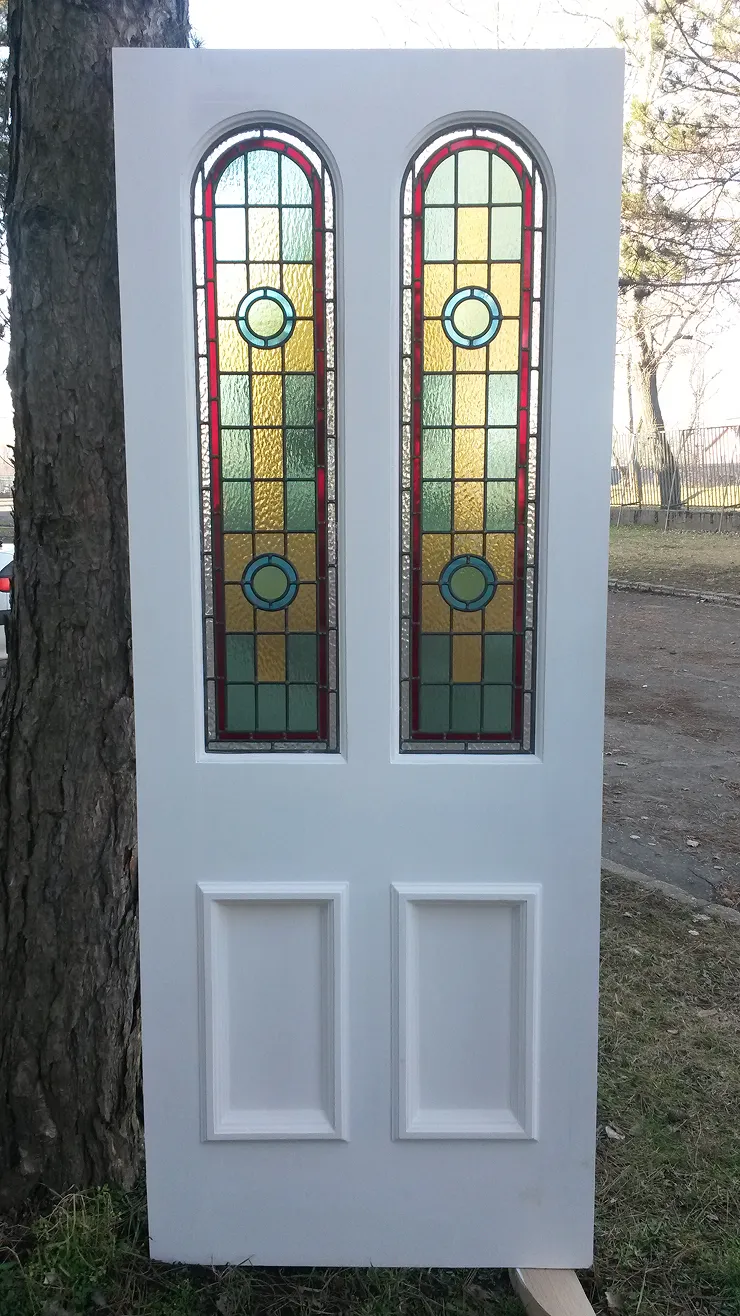 Solid oak front door with stained glass