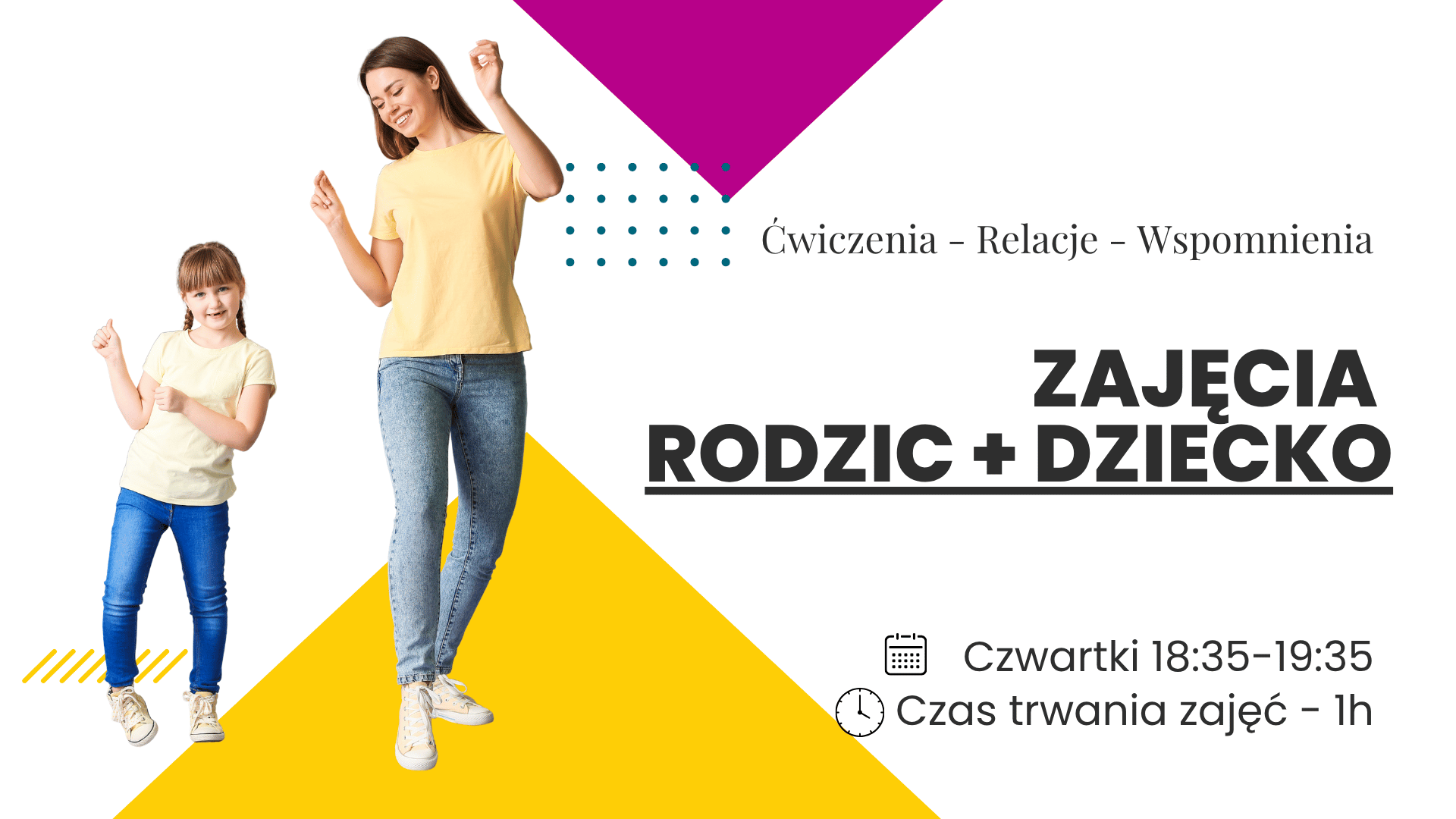 Grafika promująca zajęcia Rodzic + Dziecko w studio L’ART w Kaliszu.