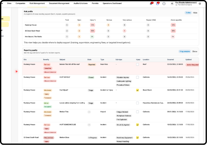 Risk Profile & Reporting