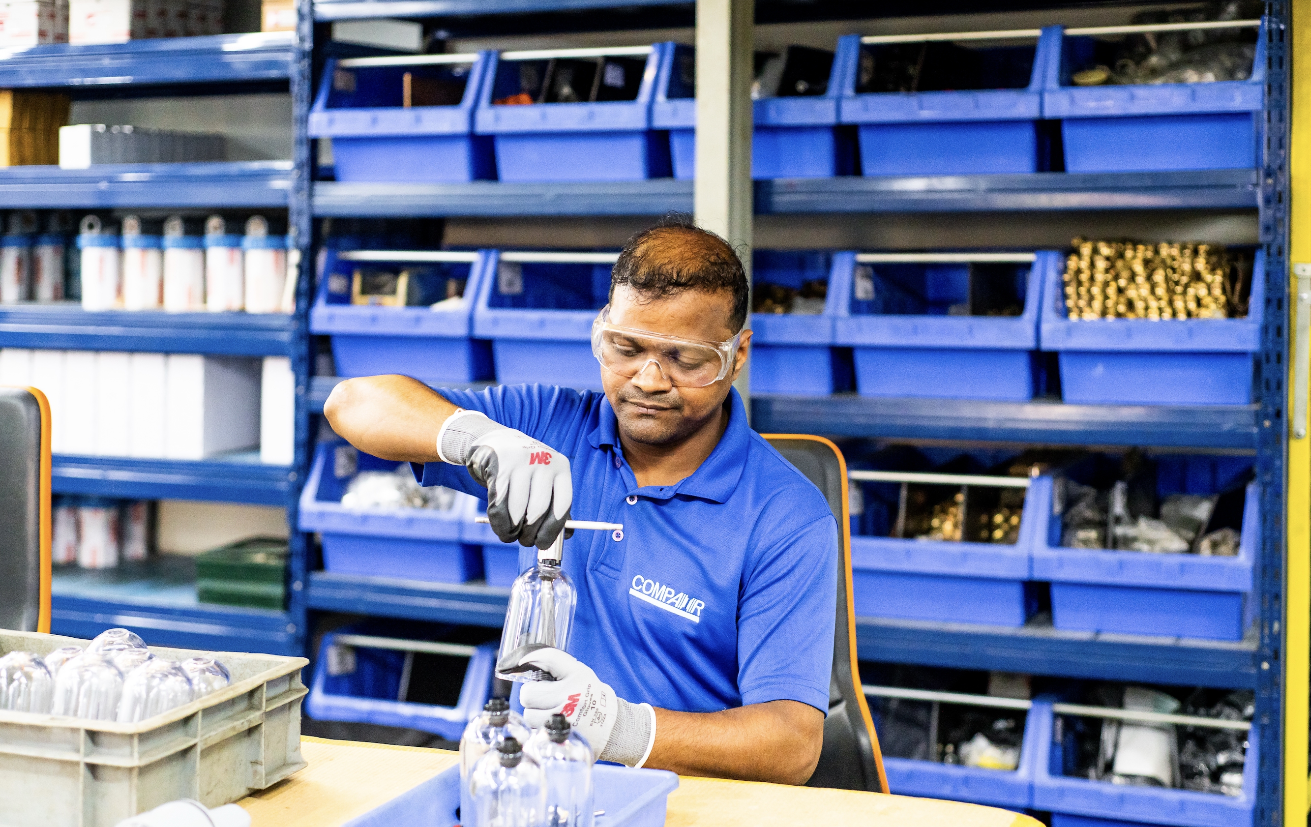 CompAir Systems technicians testing a pneumatic assembly