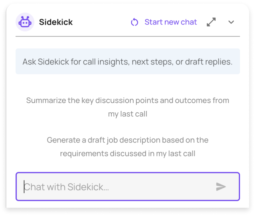 Sidekick chat bot in the softphone.