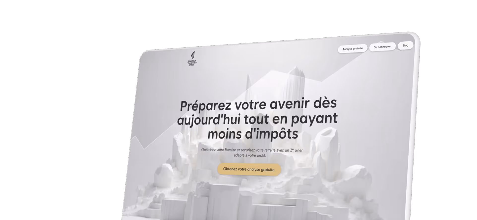 Mockup du 3ème pilier montrant l'interface d'optimisation fiscale pour la retraite.