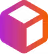 Purple and orange 3D cube icon with an exposed corner showing a hollow center.