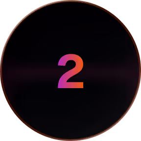 Circular black button with a gradient number 2 in the center.